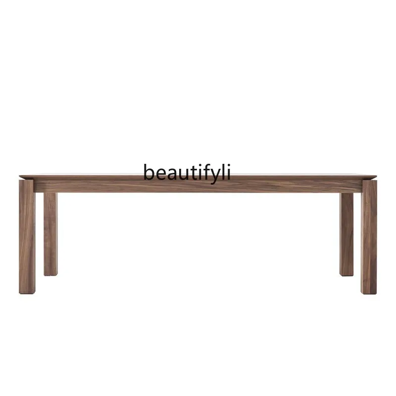 

Black Walnut Solid Wood Dining Table Designer Rectangular Modern Minimalist Desk Workbench