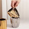 Geometric Gold Plating Personalized Small Flower Pot Nordic Light Luxury INS Style Desktop Ceramic Flower Pot with Porky Flowers 4