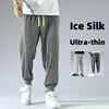 Men Summer Invisible Zipper Open Crotch Ice Silk Jogger Pants Thin Harem Male Oversized Sportswear Trousers 2