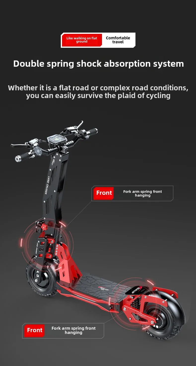 Folding Electric Scooter, 1000W48V30AN Dual-Wheel Drive Long-Range Ultra-electric Scooter, adult Mountain Off-road Scooter