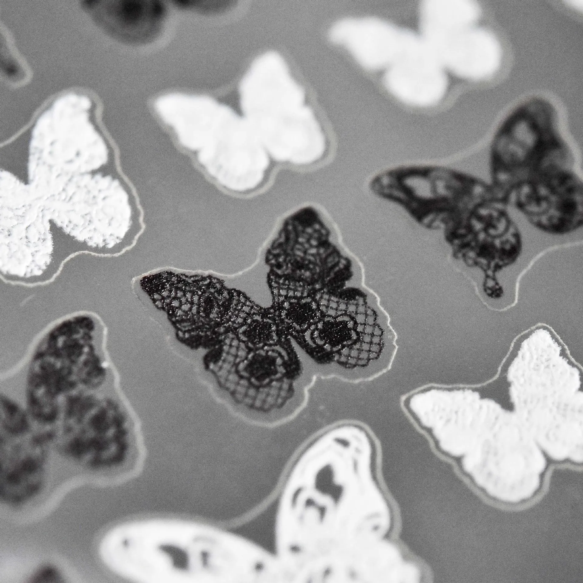 5D New Craft Butterfly Nail Art Sticker Ultra-thin Slider Decoration Transparent Decals Black/White/Pink Self Adhesive Sticker