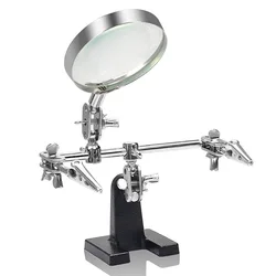 Versatile Soldering Stand with Magnifying Glass & Adjustable Alligator Clips (TE-805)