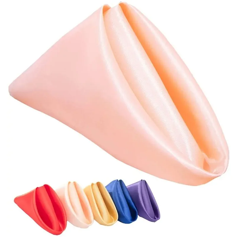 

Colored satin napkins folded napkins cups flower hair wipes hotel masks solid color wipes red wine absorbent restaurant towels