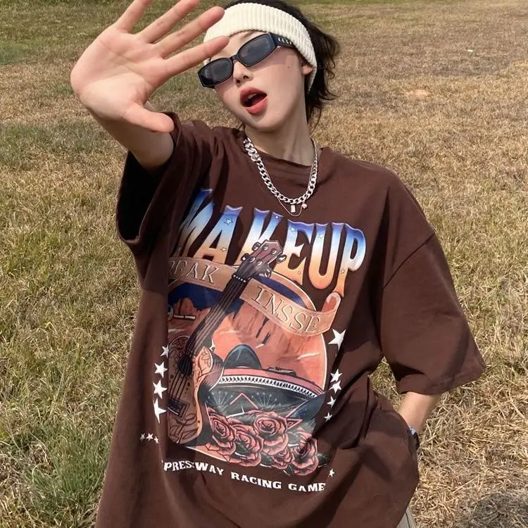 

Футболка мужская и женская с коротким рукавом, Свободный Топ в стиле ретро, уличная одежда в стиле хип-хоп, лето 2023