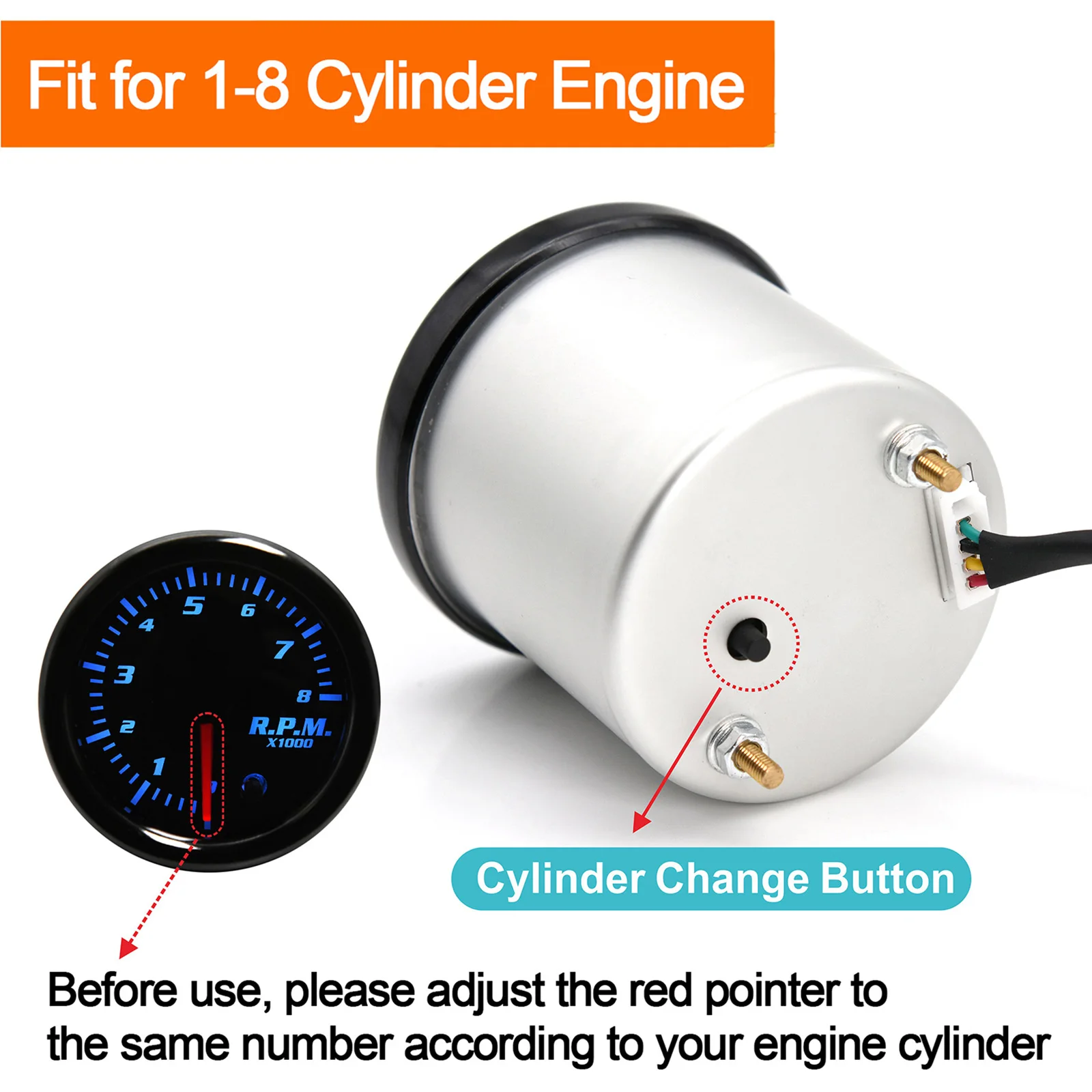 0-8000 RPM Tachometer 7 Color 2" 52mm Tacometro RPM Meter LED Light Pointer Tacho Gauge 1-8 Cylinder Gasoline Car 12V engine tachometer tachometer gauge tachometer meter