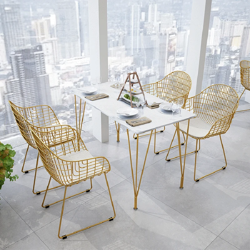 

Designer Accent Dining Chairs Nordic Dinner Table Floor Armchair Dining Chairs Foldable Metal Cadeiras De Jantar Furnituress