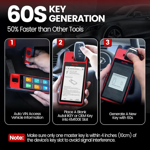 Autel MaxiIM KM100 Key Fob การเขียนโปรแกรม Immobilizer เครื่องมือ 2PCS Autel IKEY สําหรับ 60s Key รุ่น OBD IMMO Key การเรียนรู้ 99% รถ 3