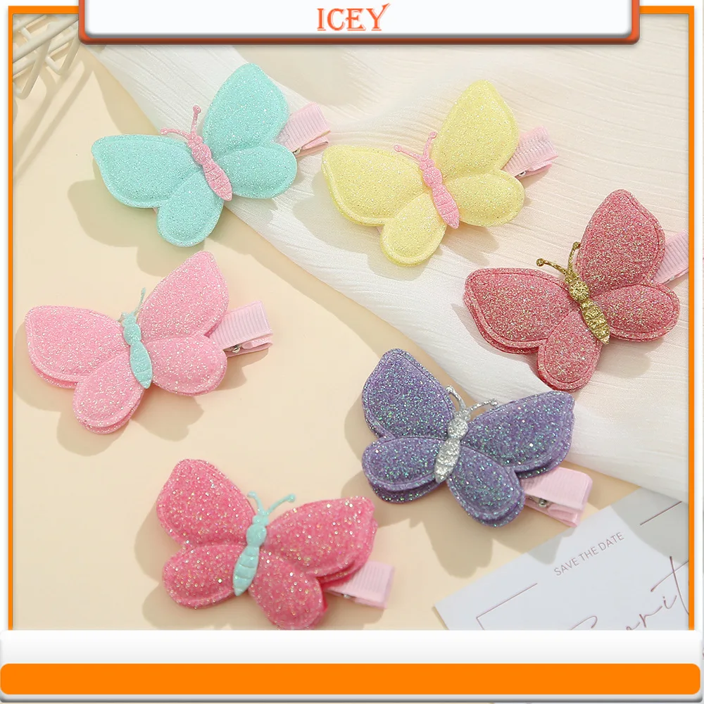 1pc Cute Children's Hair Clip Duckbill Sweet and Fresh Butterfly Iron Clip Bangs Pink Hair Accessories Headwear