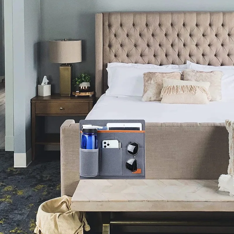 Felt Bedside Storage Bag Bedroom Dormitory Hanging Holder Sofa Books Magazines Sundires Neatening Home Office Organizer Bag