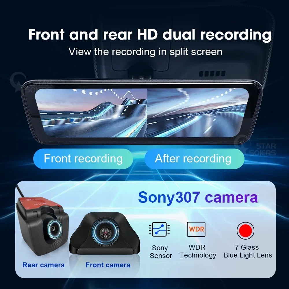4K Car DVR 8.3 Inch Dash Cam Dual Lens Dashcam IPS Dual front and rear SONY 307 cameras Support 1080P Rear View Camera GPS WIFI - Image 2