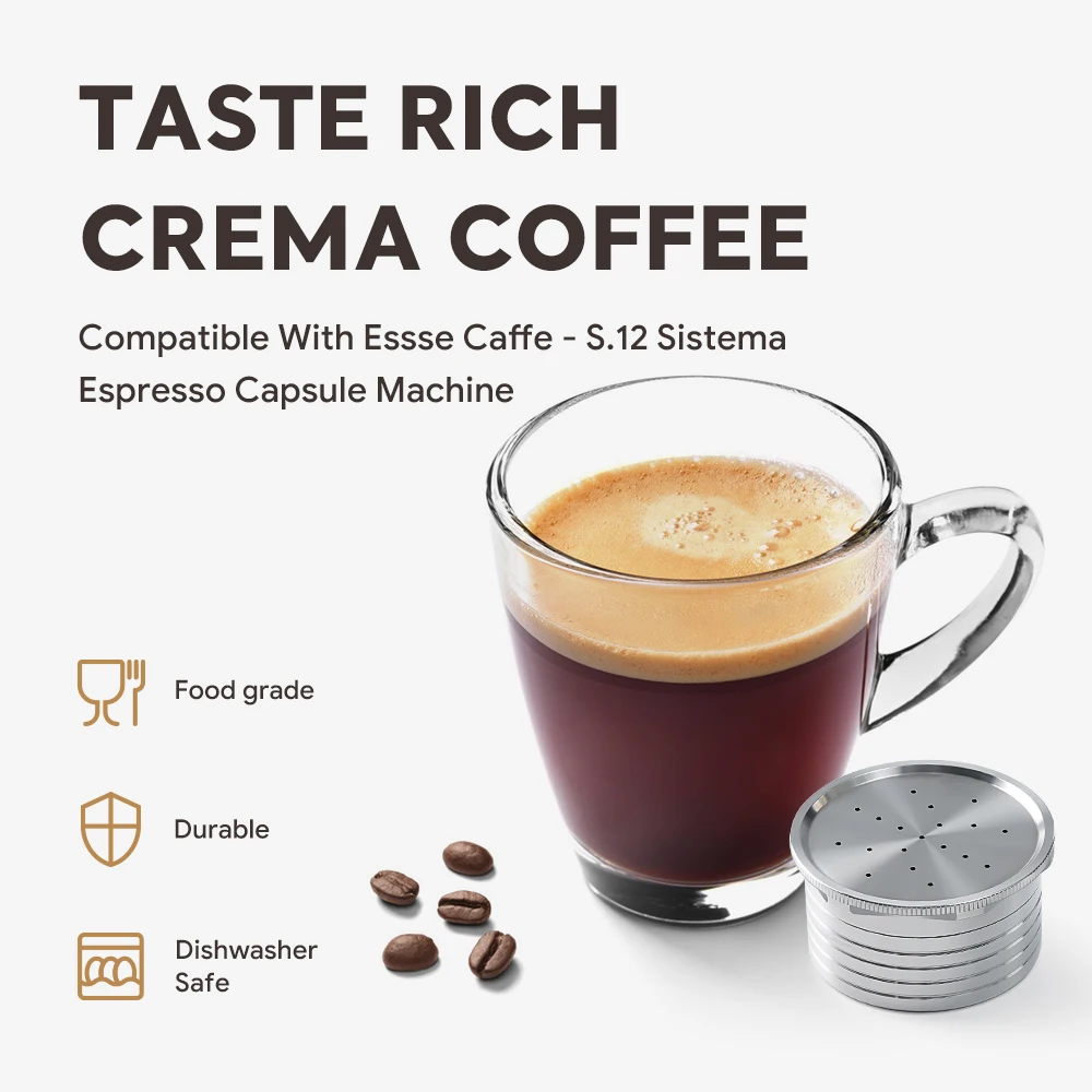 Reusable Coffee Capsule Pods For Essse Caffe S.12 Sistema Espresso Coffee Maker Stainless Steel Refill Filters Crema Pod