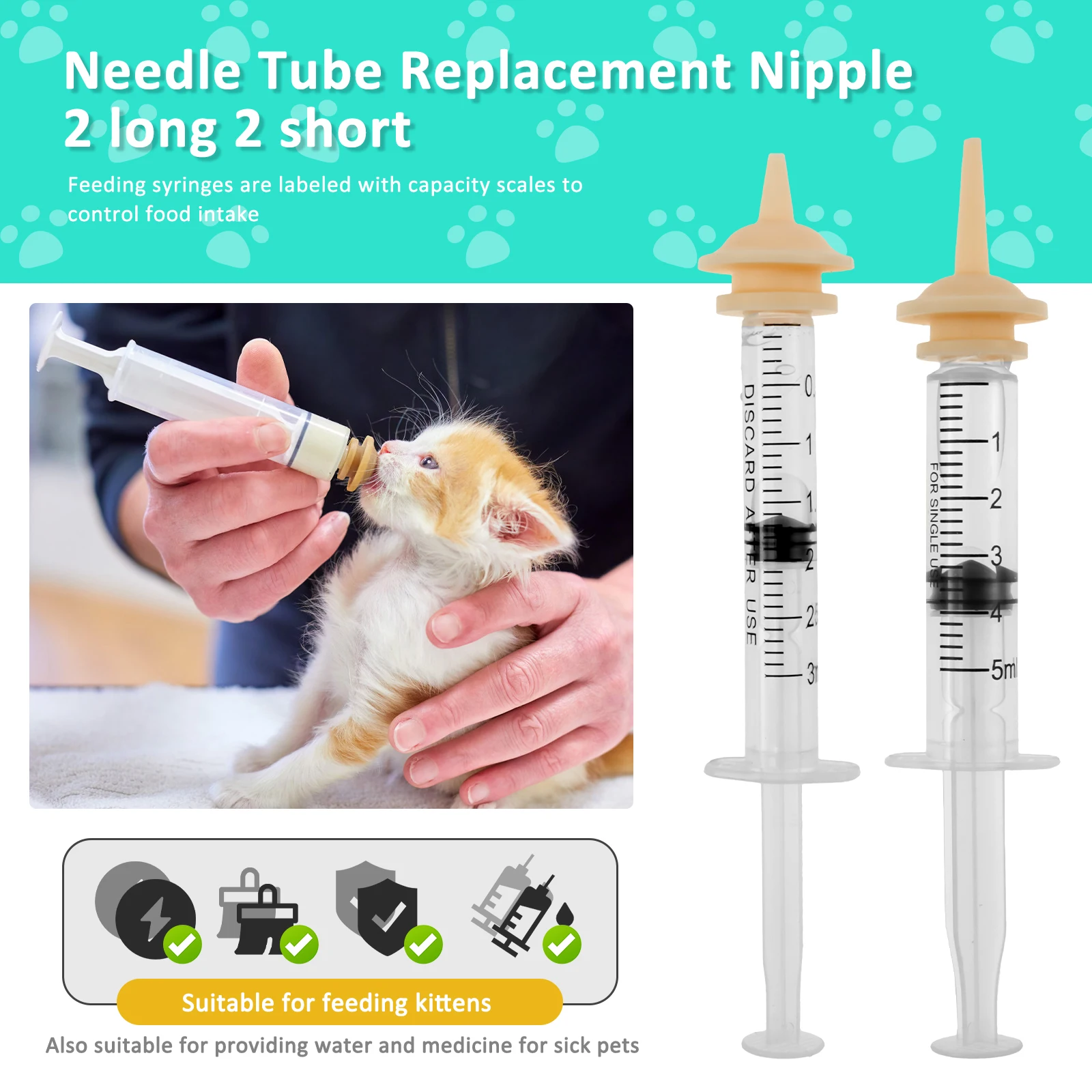 Feeding Tube Syringe Feeding Sick Kitten Pet Feeding Device Set