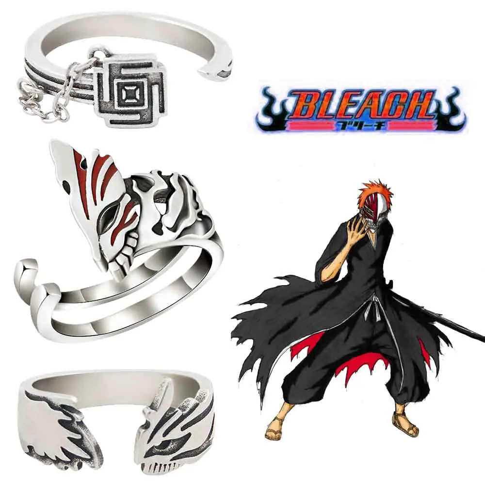 Anime BLEACH Kurosaki Ichigo Mask Rings Metal Unisex Adjustable Opening ...