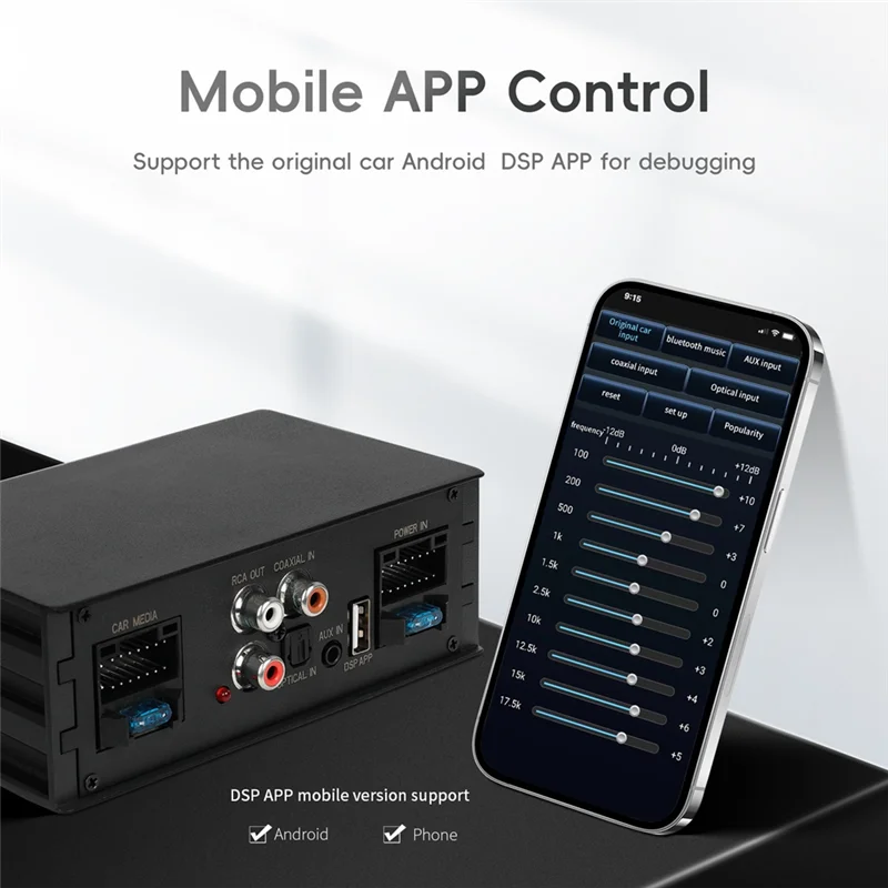 Car Digital Signal Processor Amplifier For Radio Stereo Subwoofer With Fiber Optic Input Plug And Play