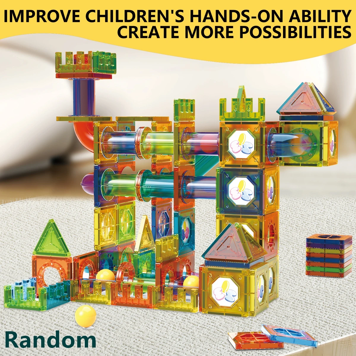 Magnetic Tile Marble Runway Toy Set STEM Educational Building Blocks for Boys and Girls Aged 3+ Great Birthday Gifts Christmas