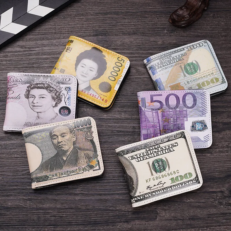 Funny USD Dollar Wallet for Men's Boys Money Clip PU Leather Novelty Gift Women Male Coin Purse Pouch Monederos Para Mujer