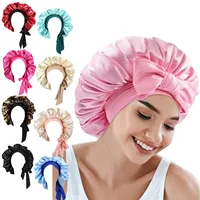 Women's Fashion Bonnet Soft Silk Smooth Double Layered Button Adjustable Hair Hat For Daily Home Comfortable Sleep Hat 1