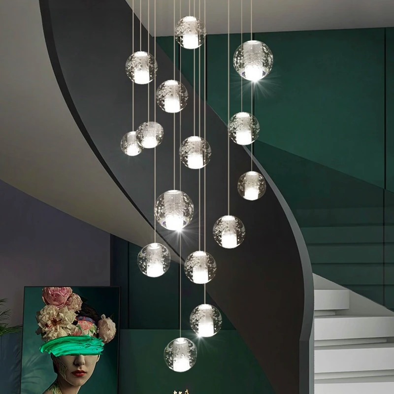 

Modern Crystal Ball Chandelier G4 Led Chandeliers Staircase Living Room Decoration Kitchen Bedroom Pendant Lamp Hanging Lights