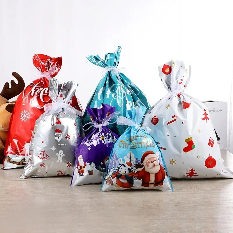 Wiederverwendbare Weihnachts-Süßigkeits-Geschenktüten, Weihnachtsmann-Beutel mit Kordelzug, Feiertags-Partyzubehör für Kinder, Weihnachtsbaumschmuck, Dekoration – Detail 5