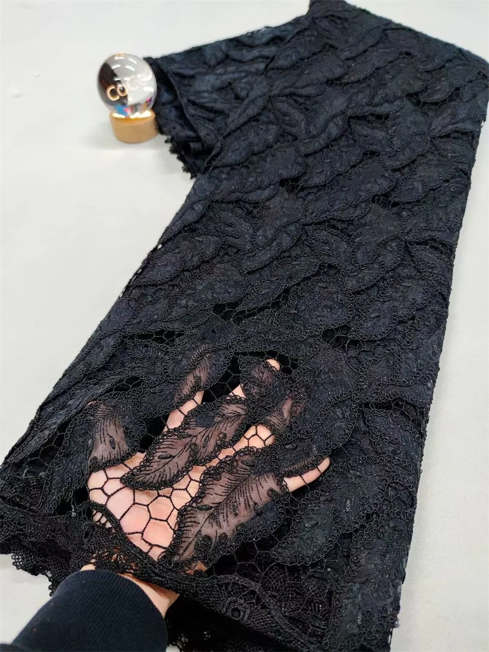 African Nigerian chiffon Cotton Embroidery Guipure Lace Fabric, chiffon lace Wedding Party Dress, High Quality, 5Yards, ,