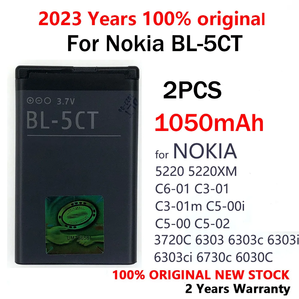 

1PCS 2PCS BL-5CT BL5CT BL 5CT 1050mAh Battery For Nokia 3720C 5220XM 6303C 6730C C5 C5-00 C6-01 6030C 6303i Phone Batteries