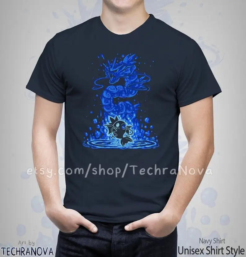 Il Drago Della Cascata All'Interno Dell'Acqua Evolve La Maglietta Gyarados Poke Moninspired Magikarp Videogioco Maniche Lunghe O Corte