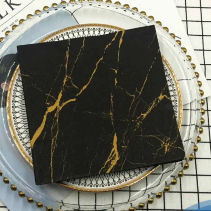 20pcs/Pac 33*33cm 2-Ply Printed Napkins Black Marble Printed Paper Napkins Home Party Placemats Butterfly Bart paper napkins disposable paper placemats
