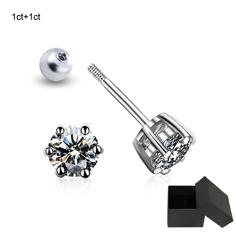 Smyoue GRA 1CT Moissanite Stud Earrings For Women Classic Six-claw Sparkling Wedding Bride Jewelry S925 Sterling Silver Earring 