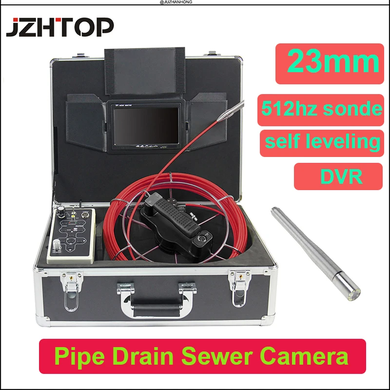 23mm Pipe Inspection Camera Self Leveling 512hz Transmitter Drain Sewer DVR Hard Cable 7'Screen 20M 30M 50M