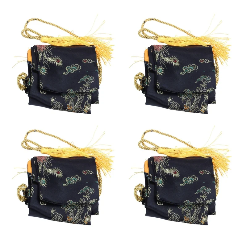 

4X 135Cm Dragon And Phoenix Katana Samurai Sword Bag Tissu Black