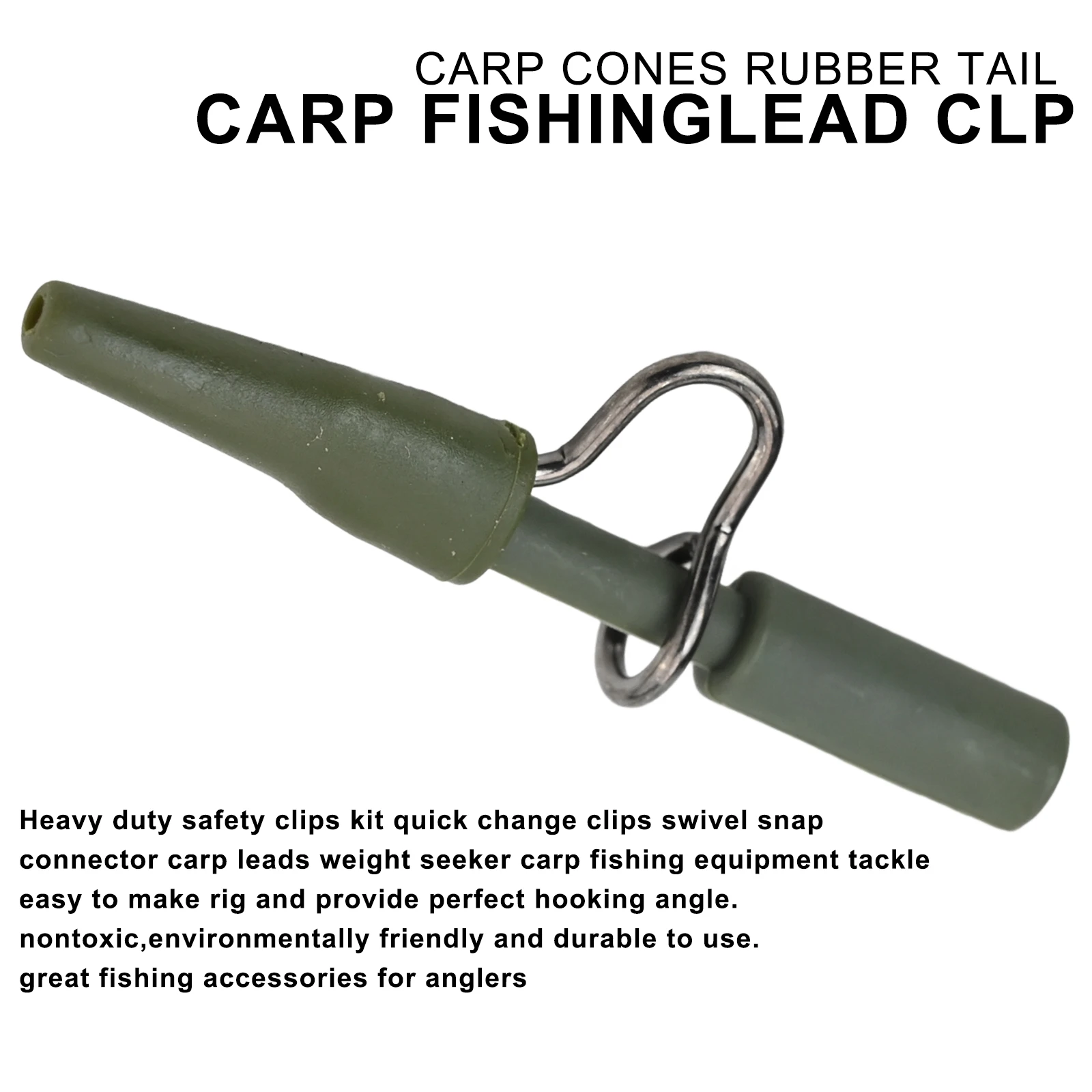 20pcs Quick Change Safety Clips for Carp Fishing Tackle Kits Essential Rubber Tail Rubbers for Lake and River Fishing