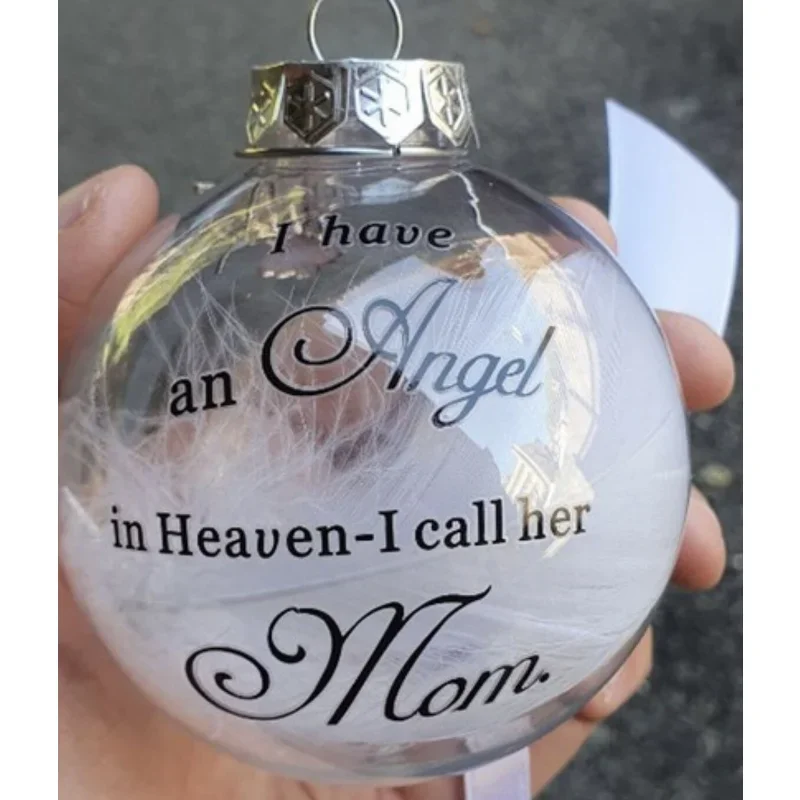 Christmas Tree Balls Commemorate Ornament Feather Ball Angel In Heaven Memorial Ornament Xtmas Tree Hanging In Memory of Mom Dad