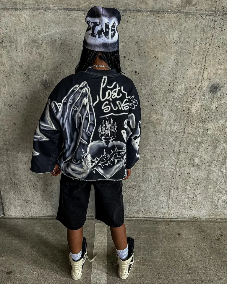 Y2k Retro Tie Dye Cross T Shirts Gothic Hip Hop Graphic Full Print