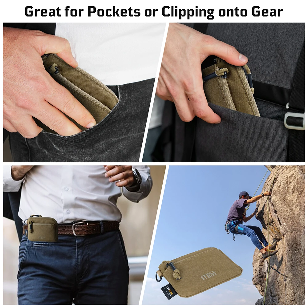 1TG TACTICAL Waterproof EDC Pouch Portable Key Change Purse Wallet Travel Kit Coin Mini Purse & Card Slots And Zippers Pouch 6