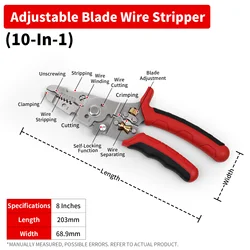 12 - in - 1 Multifunctional Electrician Wire Stripper with Live/Neutral Detection (Adjustable Blade)