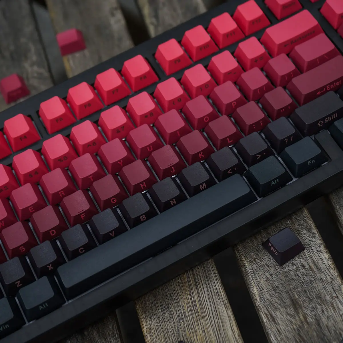 

136 Key Red Black Cherry Profile Side Print PBT keycaps Double Shot Shine Through Backlit Key Caps For MX Mechanical Keyboard