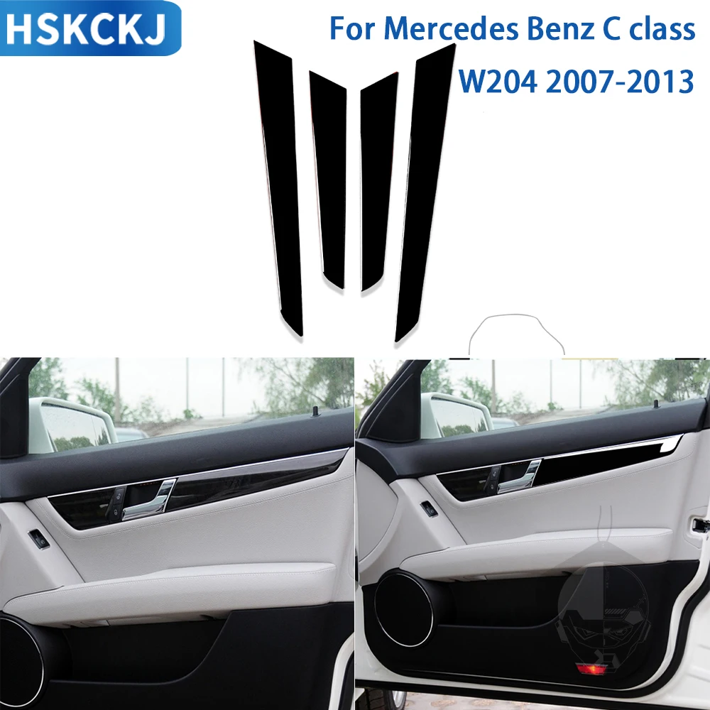 

For Mercedes Benz C Class W204 2007-2013 Accessories Car Interior Door Panel Trim Sticker Gloss Black Plastic