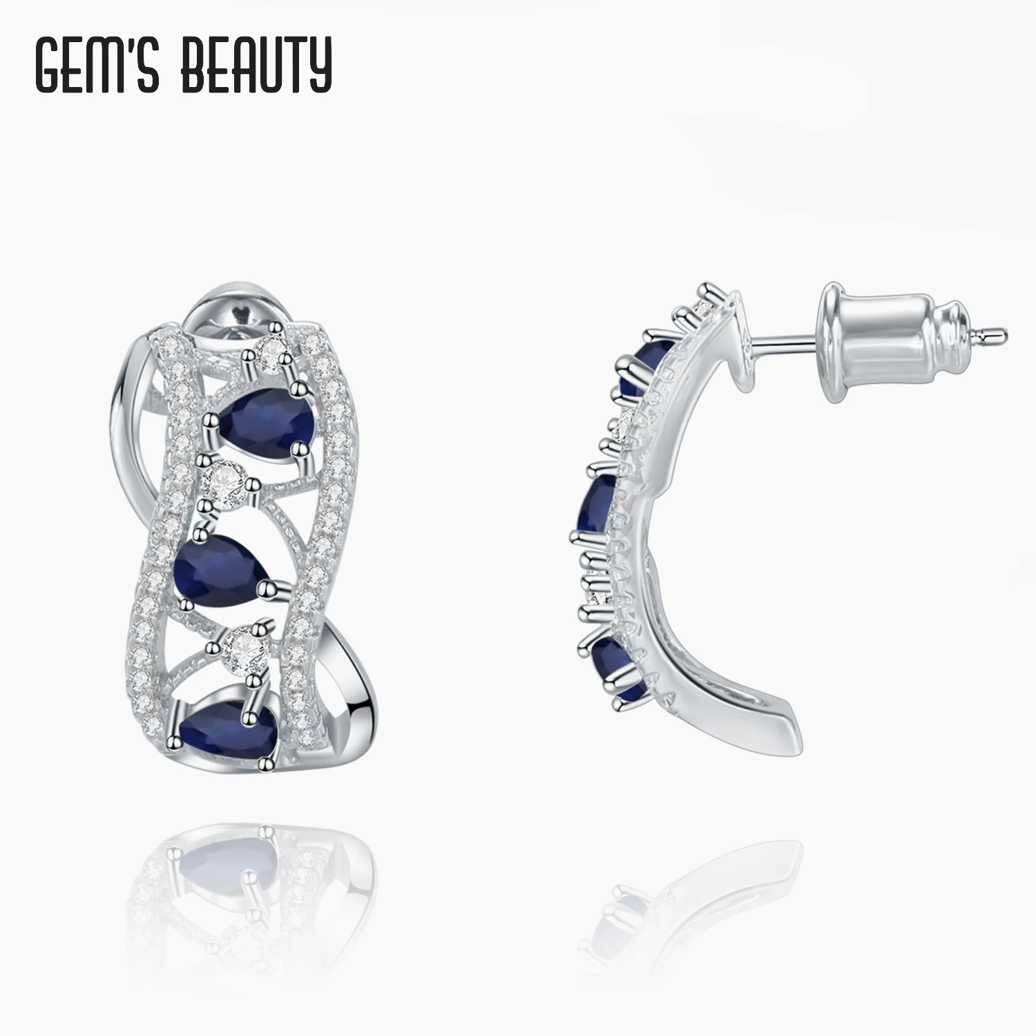 

Gem's Beauty 925 Sterling Silver Diffusion Sapphire Stud Earrings Natural Classic Style Fine Jewelry Silver 925 Earrings