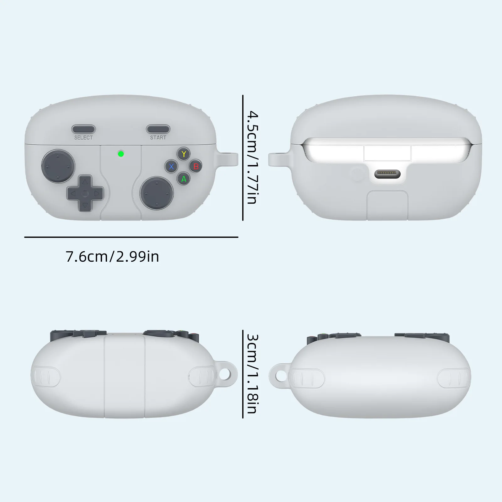 3D Gamepad Gameboy Style Protective Earphone Case - Soft Bluetooth Wireless Cover