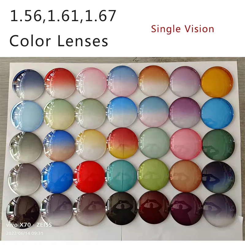 

Optical Color Lens 1.56 1.61 1.67 Single Vision Prescription Colorful Myopia Hyperopia Eyeglasses Aspheric Sunglasses Lenses