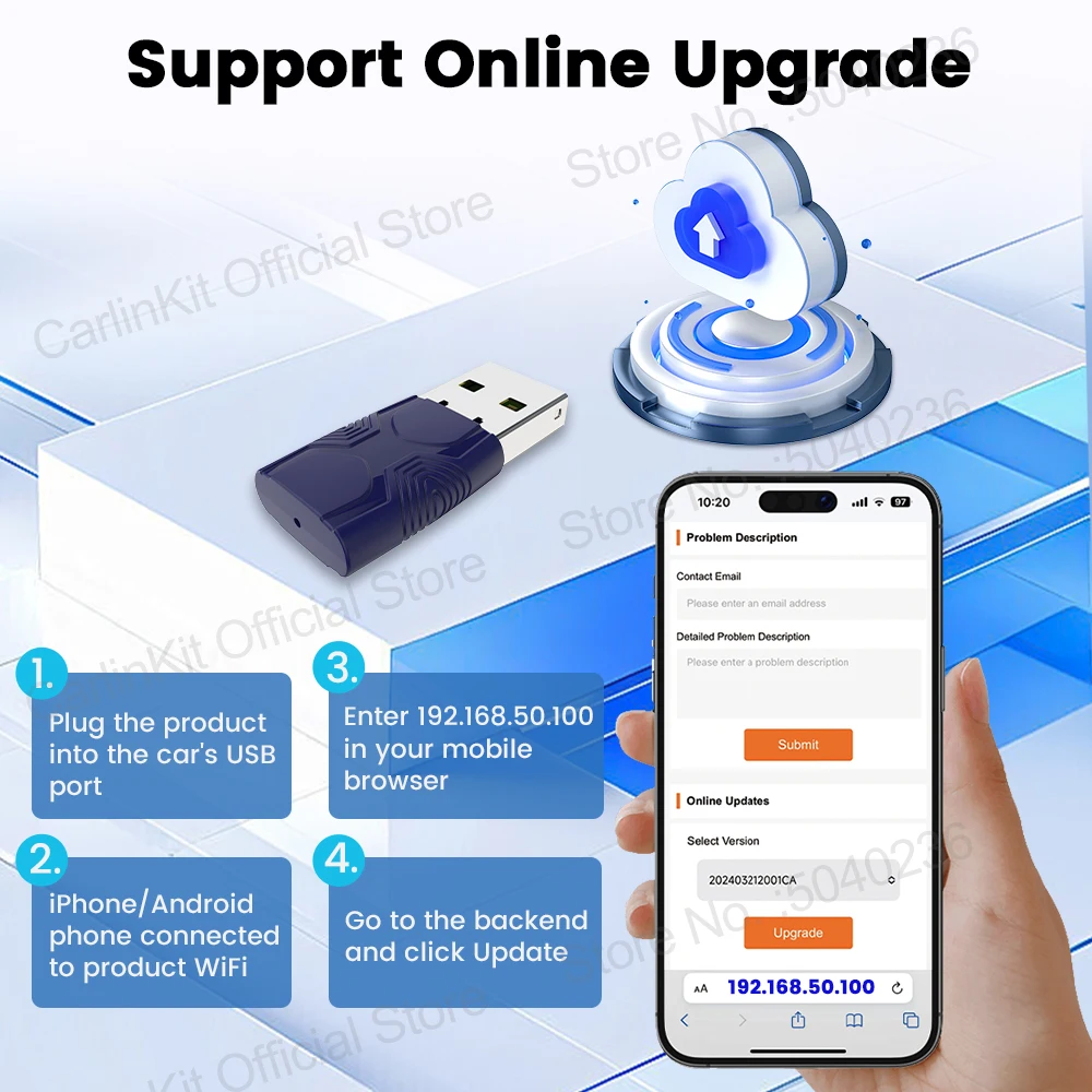 محول لاسلكي صغير Ultra CarlinKit 5.0 لـ CarPlay ال...