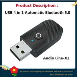 Premium USB Bluetooth 5.0 Audio Receiver & Transmitter with 3.5mm AUX (Black)
