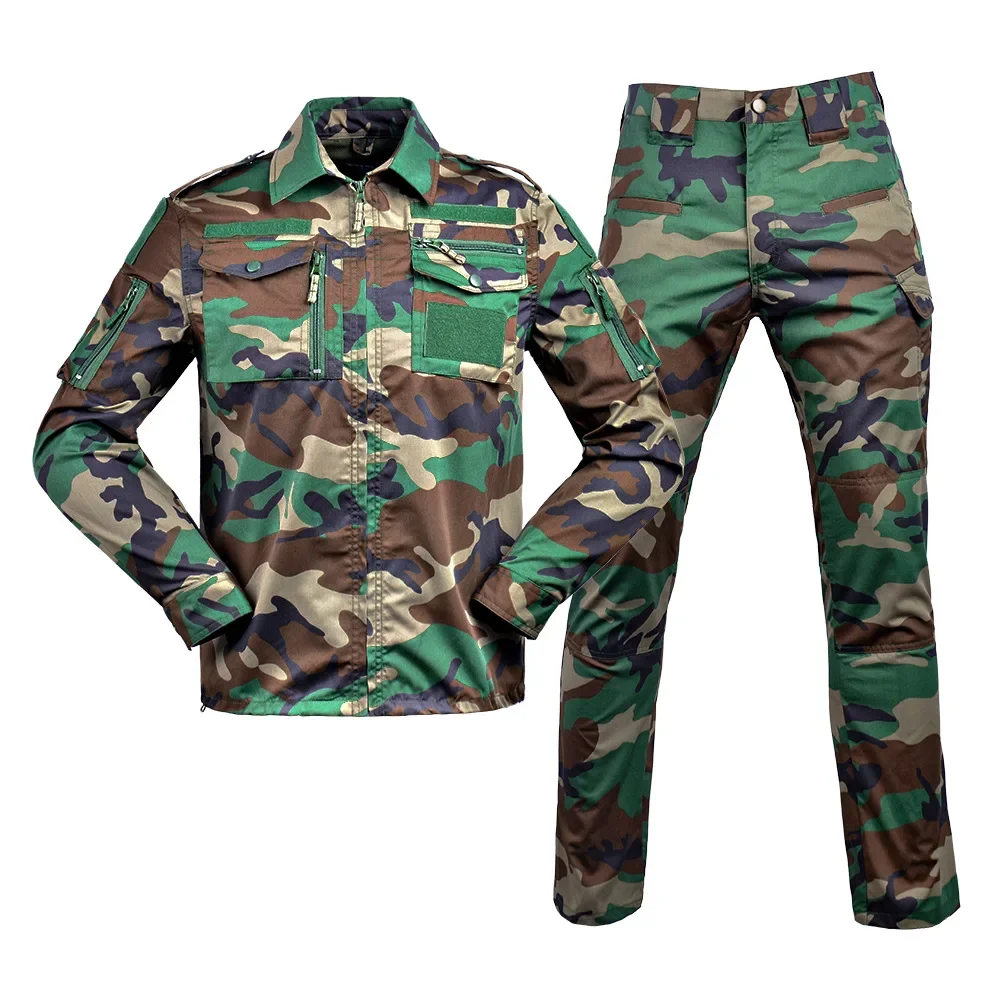 Tactical BDU Shirt Pants Set Camo Uniform Outdoor Training Hiking Hunting Clothes Airsoft Sniper Clothing Combat Ghillie Suit Tactical Suit Ghillie Suit Tactical Shirt Combat Uniform