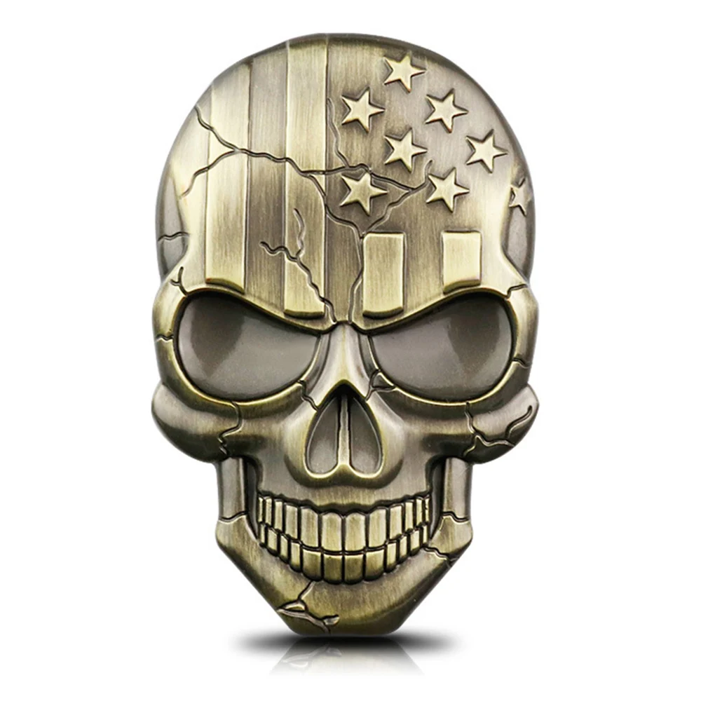 

3D Skull Devil Death USA Flag Metal Car Motorcycle Emblem Badge Sticker Decal Car Skeleton Emblem Badge