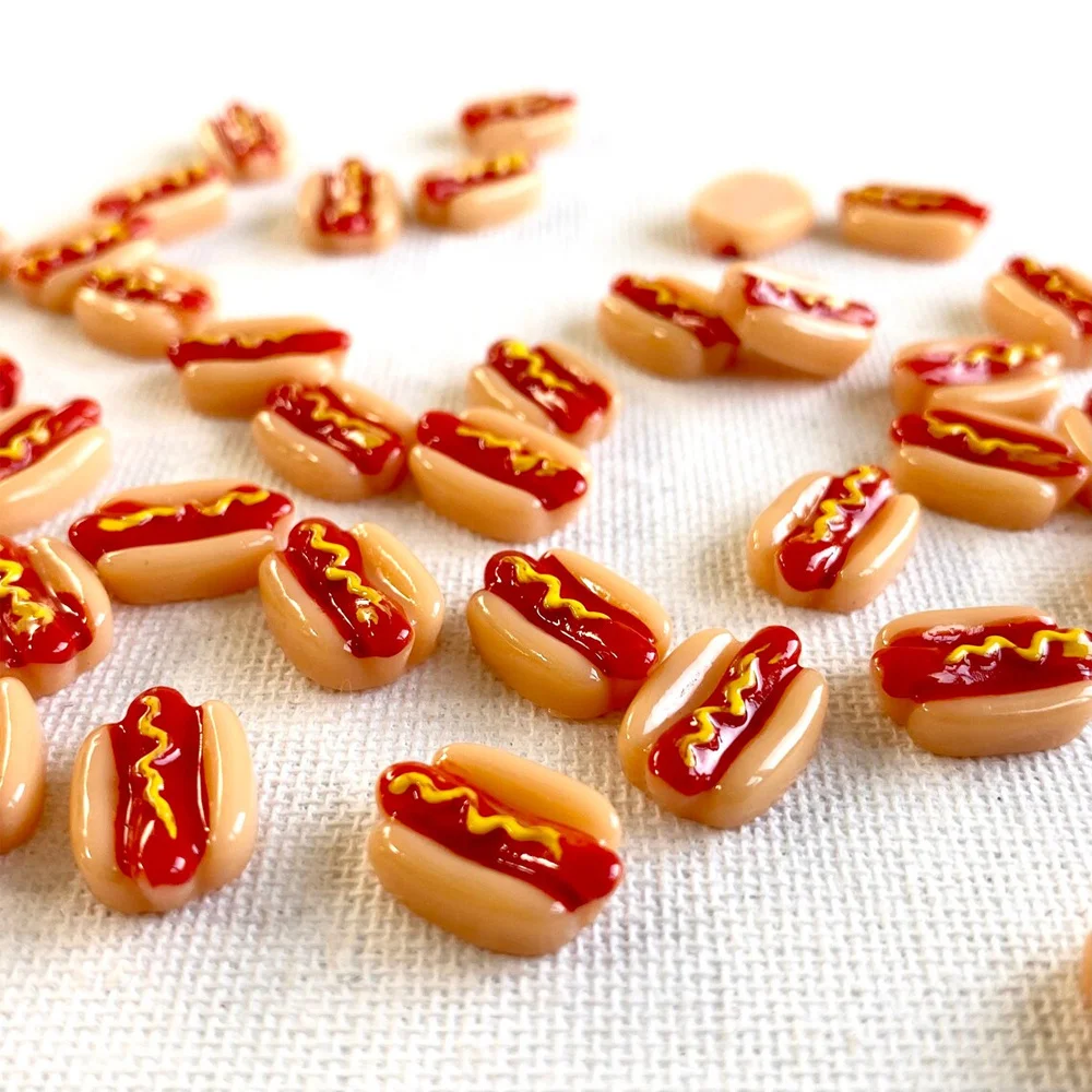 10 Stück Mini-Hotdogs-Miniaturen aus Kunstharz, künstliche Lebensmittel-Cabochon für Feengarten, Mikrolandschaft, Zuhause, DIY, Handwerk, Dekoration, Ornament