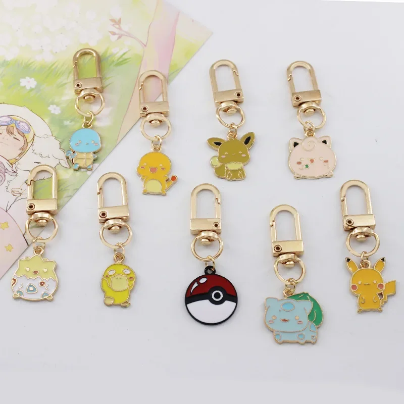 

Pokemon Anime Figure Pikachu Eevee Jigglypuff Togepi Charmander Metal Keychain Bag Key Ring Pendant Children's Toy Birthday Gift