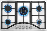 30-inch Gas Cooktop, 5 Burners Built-in Gas Stove Top, Max 12250BTU NG/LPG Convertible Stainless Steel Natural Gas Hob, with The 1