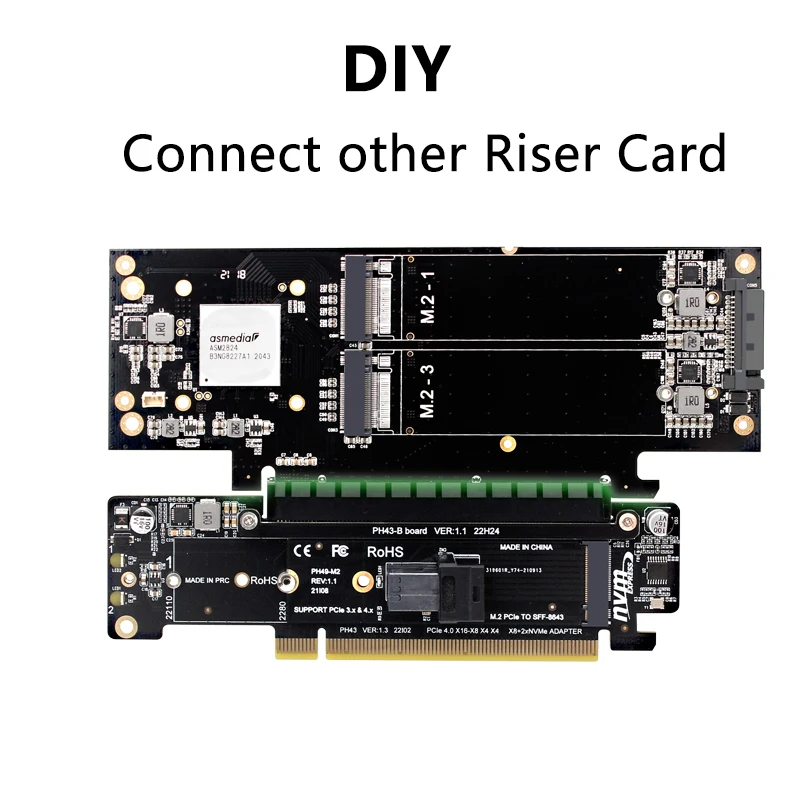 Description Picture 4 of itemPCI Express 4.0 X16 to X16 Slot + 2Port M.2 NVME PCI-E Split VROC Card M KEY NVME RAID Card for 2230 2242 2260 2280 22110 M2 SSD