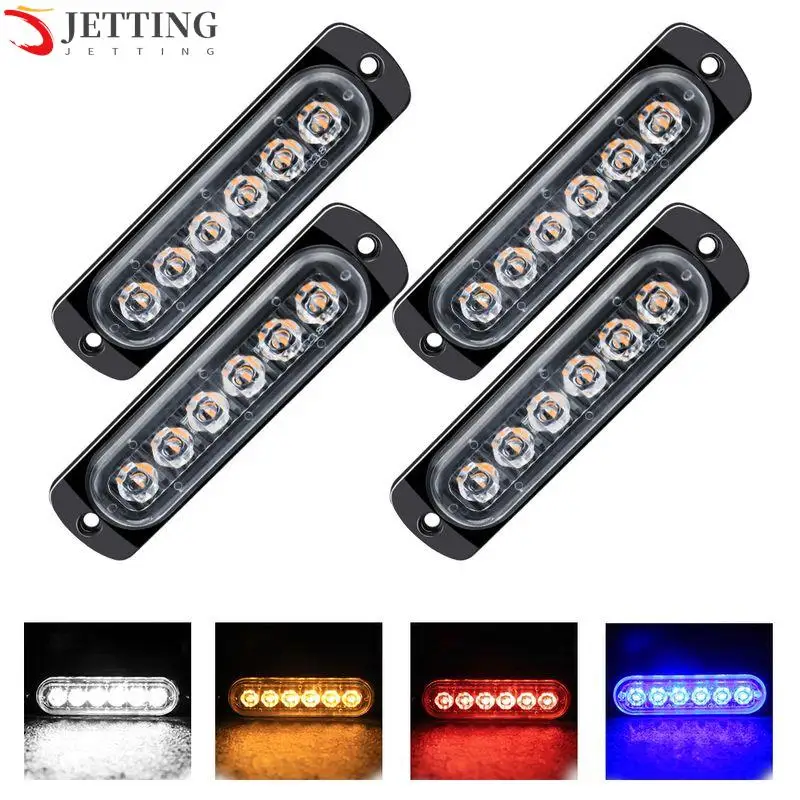 

6LED Car Strobe Warning Light Grill Flashing Breakdown Emergency Light Car Truck Trailer Beacon Lamp LED Side Light For Cars 12V