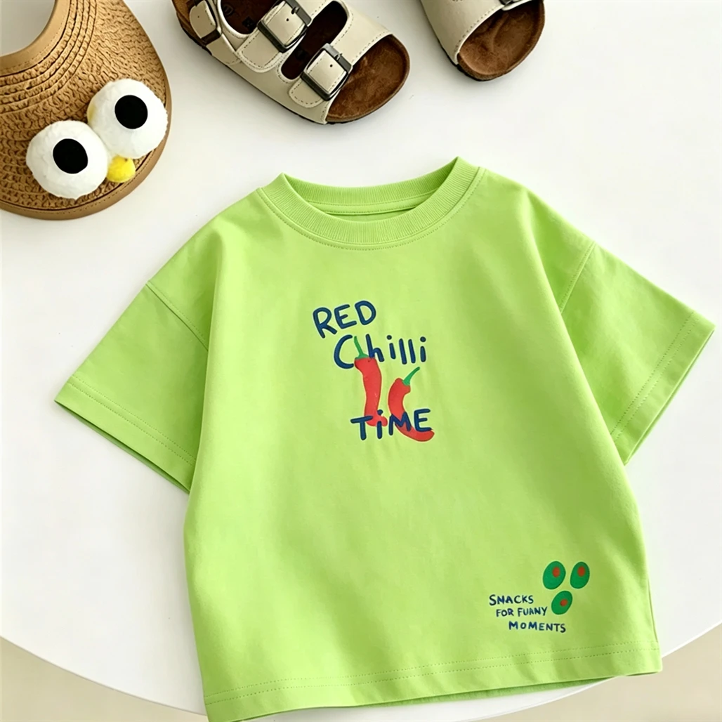 1-7Age Child Lovely Tshirt Printing Tops Summer Clothes Fruit T-shirt Simple All-match Base Shirt Baby Boys Thin Short Sleeve 2